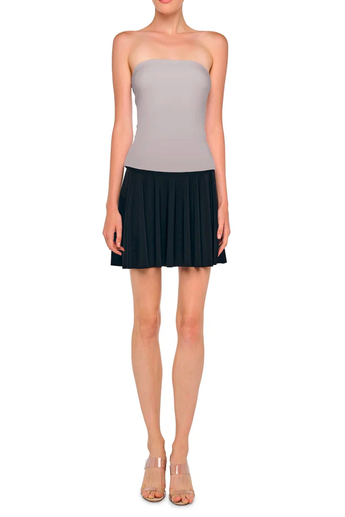 NORMA KAMALI TOP-CANOTTIERA IN TES.  Top spalle scoperte grigio Norma Kamali KK4256PL546024