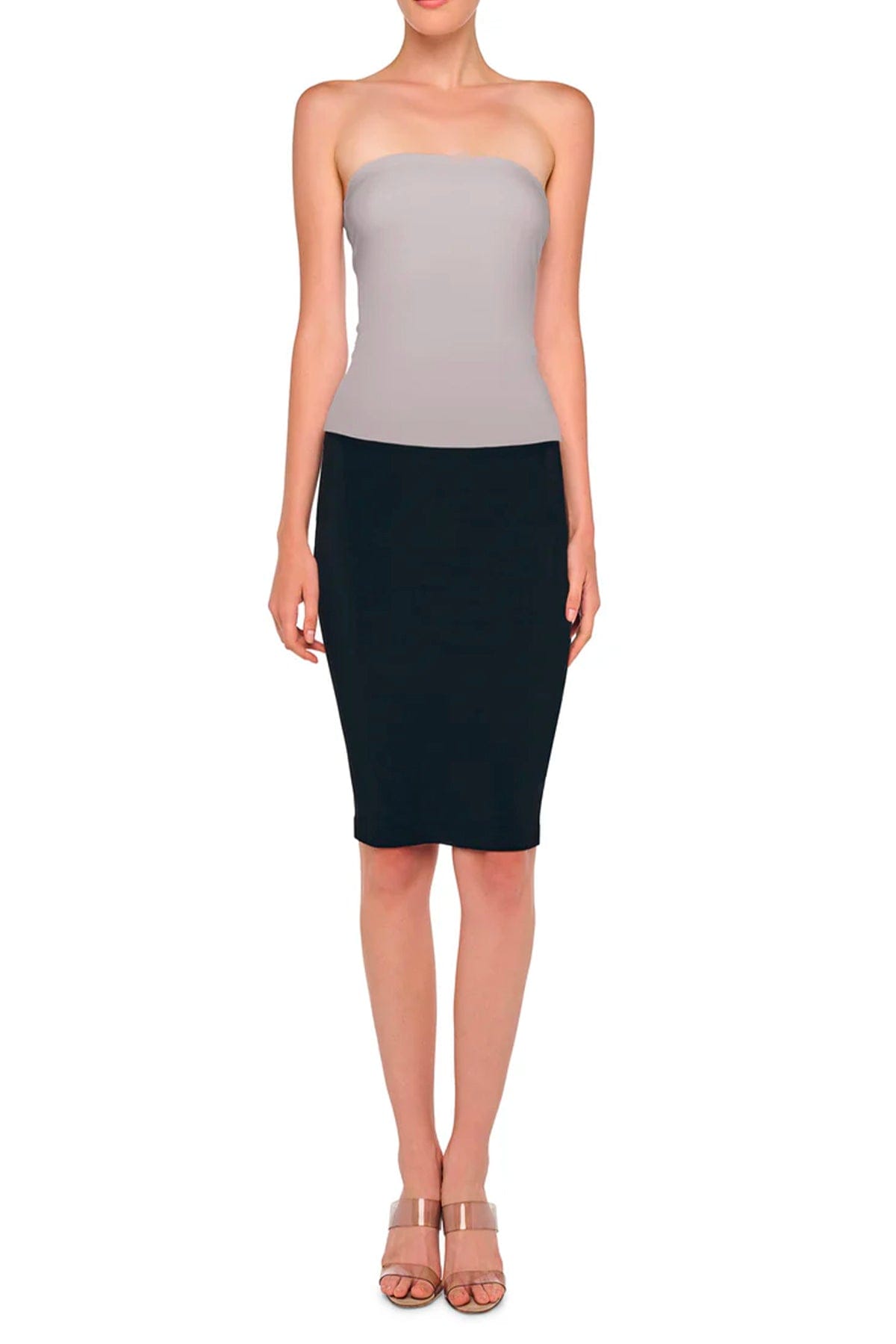 NORMA KAMALI TOP-CANOTTIERA IN TES.  Top spalle scoperte grigio Norma Kamali KK4256PL546024