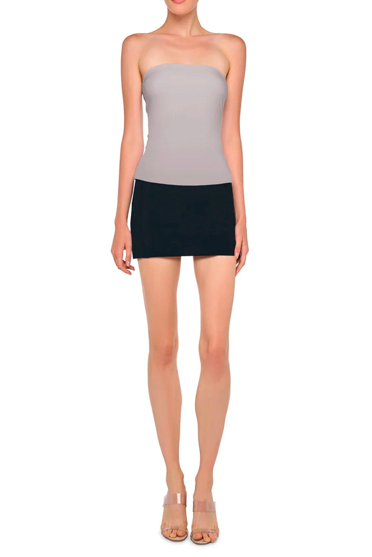 NORMA KAMALI TOP-CANOTTIERA IN TES.  Top spalle scoperte grigio Norma Kamali KK4256PL546024