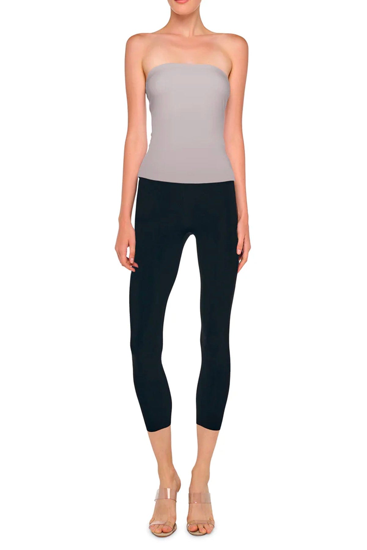 NORMA KAMALI TOP-CANOTTIERA IN TES.  Top spalle scoperte grigio Norma Kamali KK4256PL546024