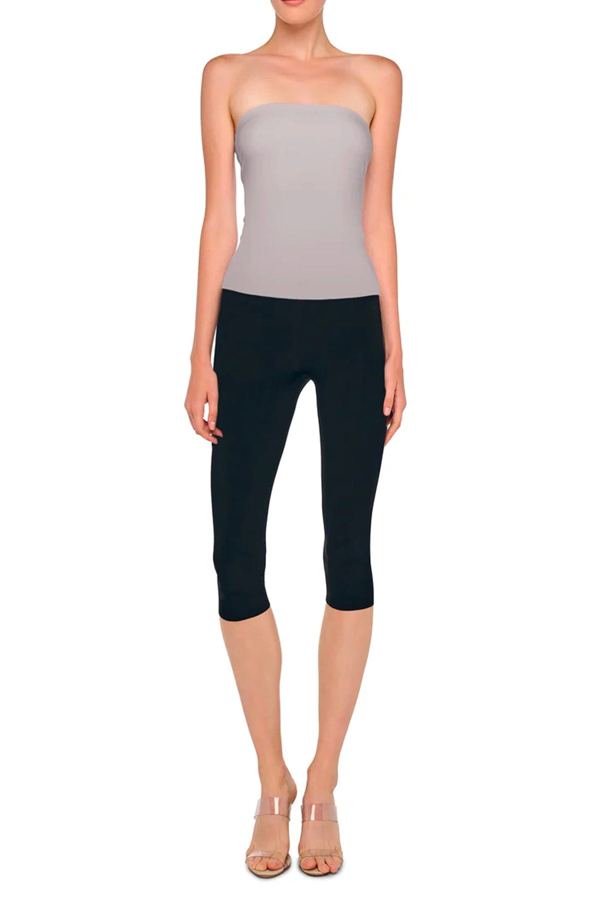NORMA KAMALI TOP-CANOTTIERA IN TES.  Top spalle scoperte grigio Norma Kamali KK4256PL546024