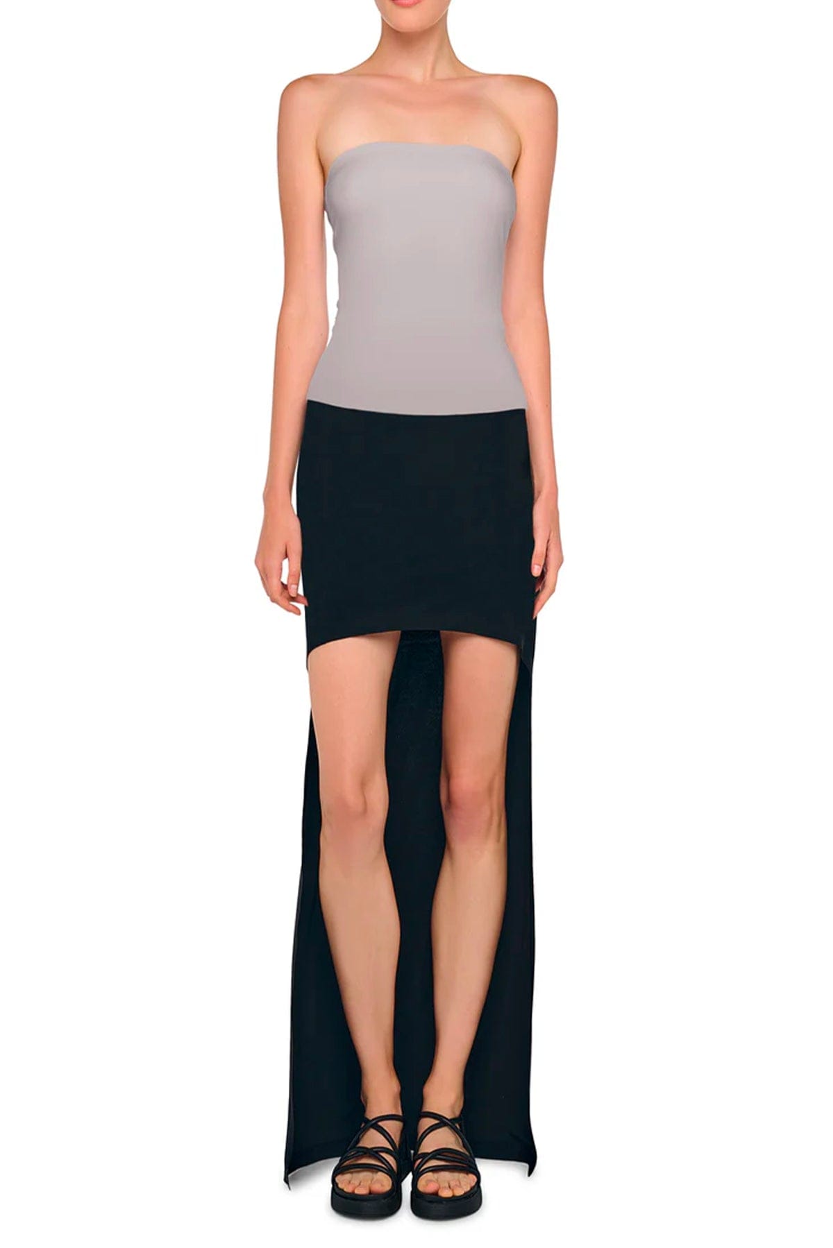 NORMA KAMALI TOP-CANOTTIERA IN TES.  Top spalle scoperte grigio Norma Kamali KK4256PL546024