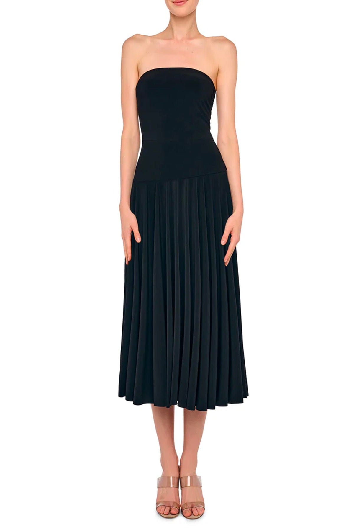 NORMA KAMALI TOP-CANOTTIERA IN TES.  Vestito elegante nero donna Norma Kamali KK4256PL546001