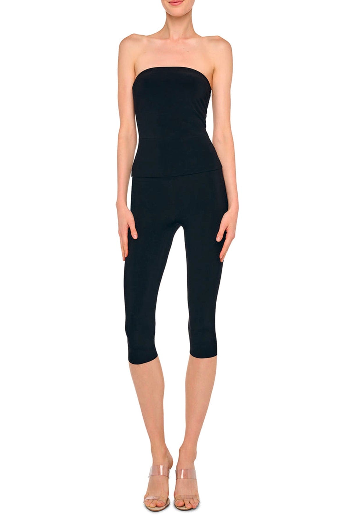 NORMA KAMALI TOP-CANOTTIERA IN TES.  Vestito elegante nero donna Norma Kamali KK4256PL546001