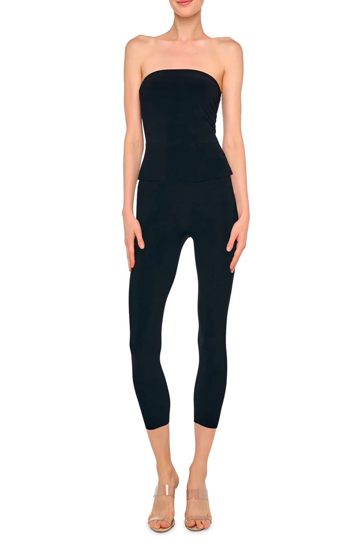 NORMA KAMALI TOP-CANOTTIERA IN TES.  Vestito elegante nero donna Norma Kamali KK4256PL546001