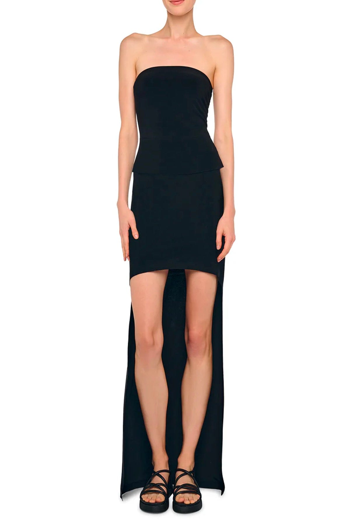 NORMA KAMALI TOP-CANOTTIERA IN TES.  Vestito elegante nero donna Norma Kamali KK4256PL546001