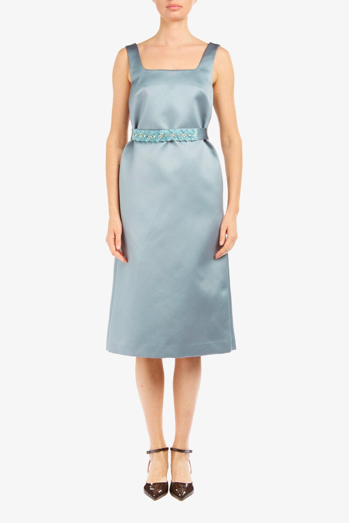 P.A.R.O.S.H. ABITO  AZZURRO POLVERE / XXS Abito con cintura ricamato Parosh d726116r