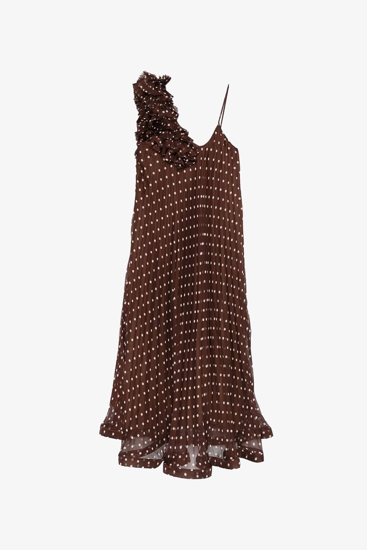 P.A.R.O.S.H. ABITO  FANTASIA MARRONE / XXS Abito con chiffon a pois Parosh D726181