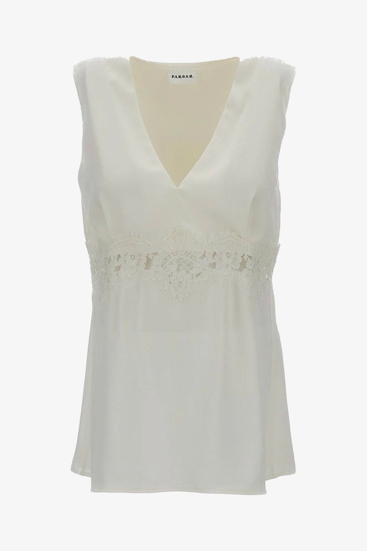 P.A.R.O.S.H. BLUSA PANNA / XXS Blusa dettaglio pizzo Parosh D313359