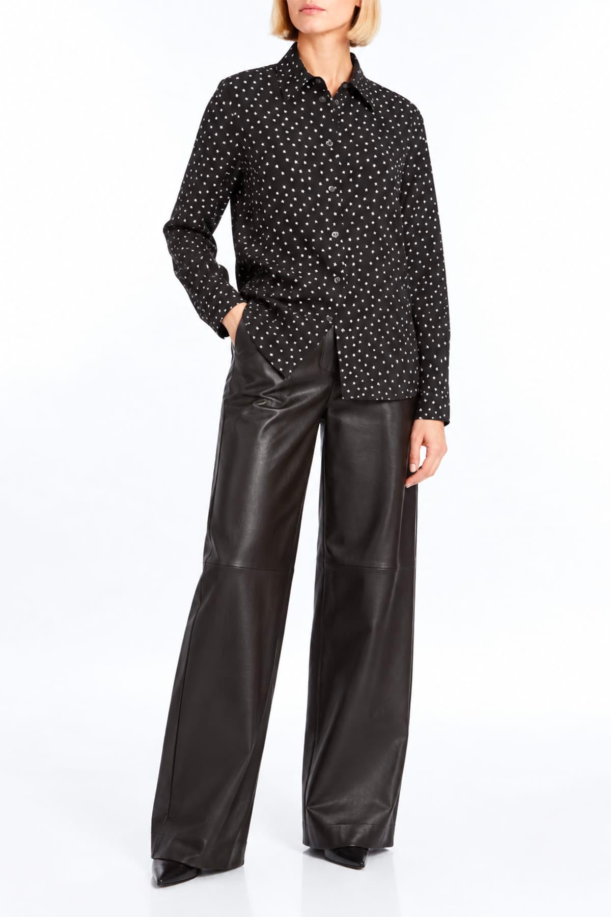 P.A.R.O.S.H. CAMICIA  FANTASIA NERO / XXS Camicia in Seta con Stelline Nera Parosh