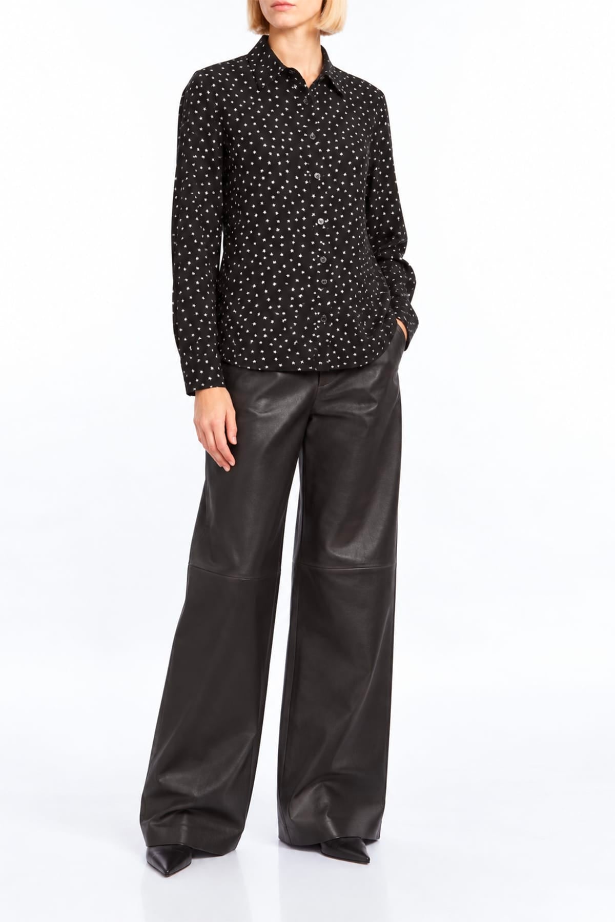 P.A.R.O.S.H. CAMICIA  Camicia in Seta con Stelline Nera Parosh
