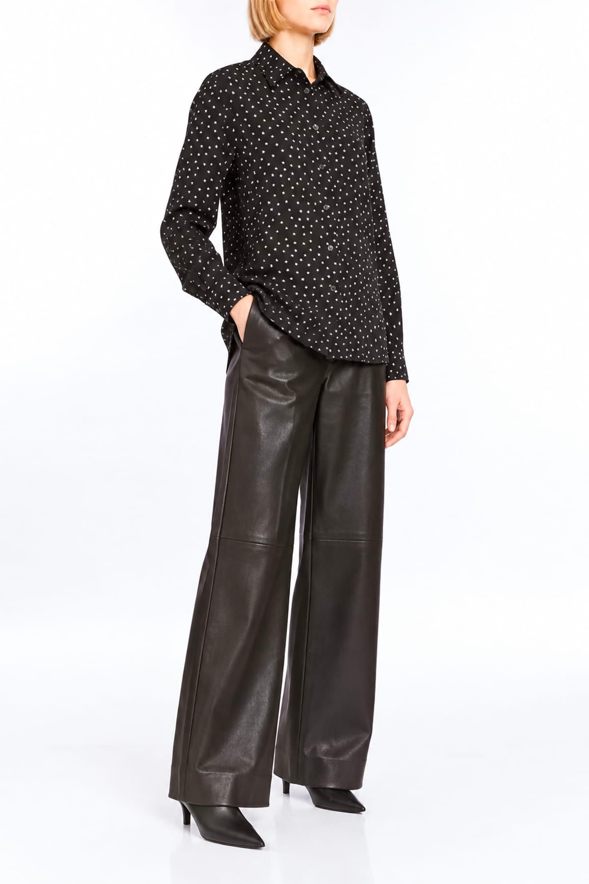 P.A.R.O.S.H. CAMICIA  Camicia in Seta con Stelline Nera Parosh