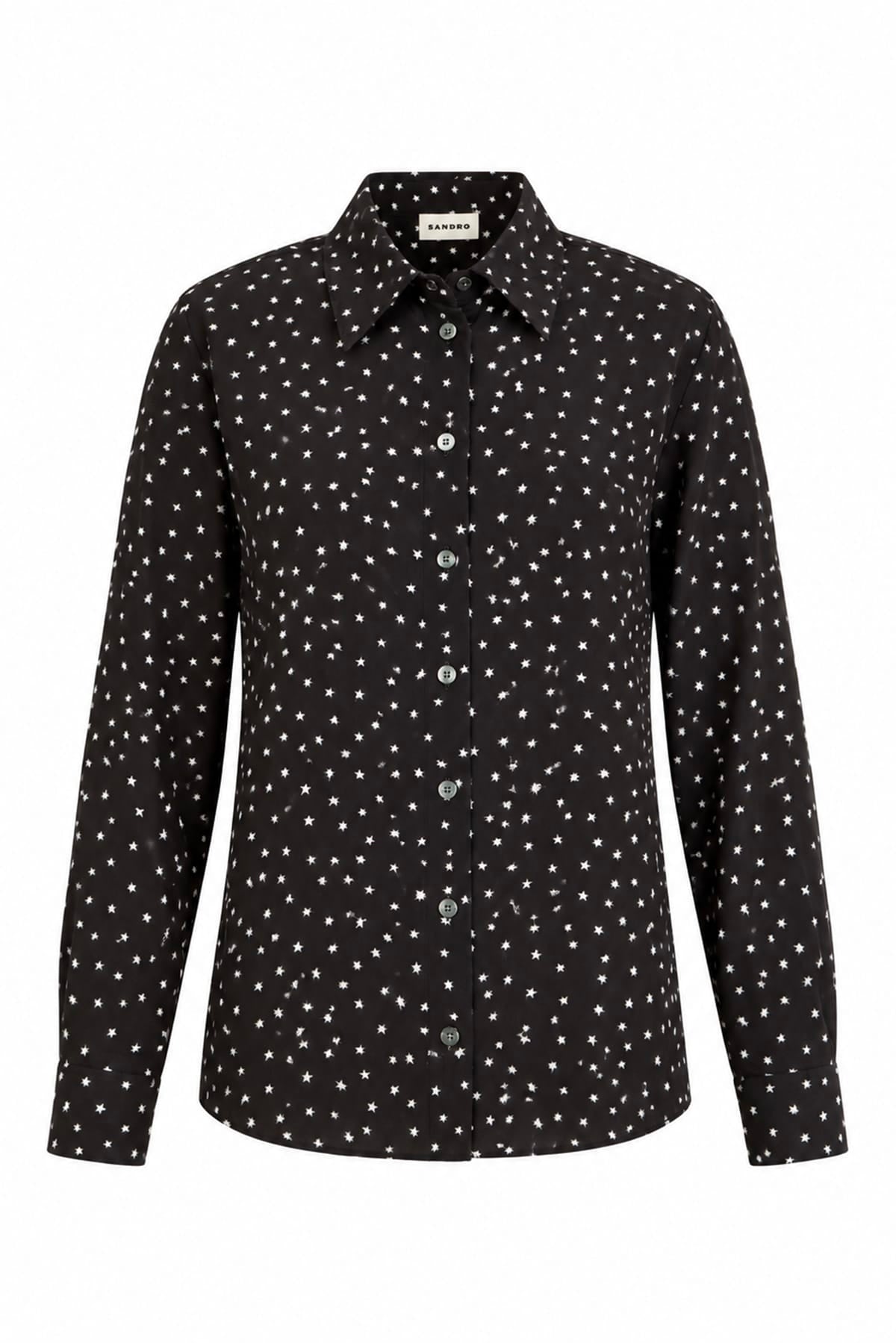 P.A.R.O.S.H. CAMICIA  FANTASIA NERO / XXS Camicia in Seta con Stelline Nera Parosh