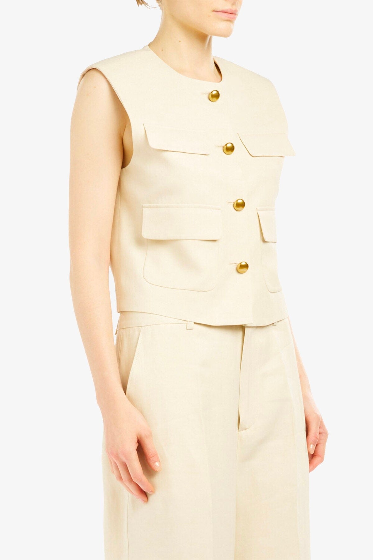 P.A.R.O.S.H. GILET  SABBIA / XXS Gilet in lino sabbia Parosh D410047g