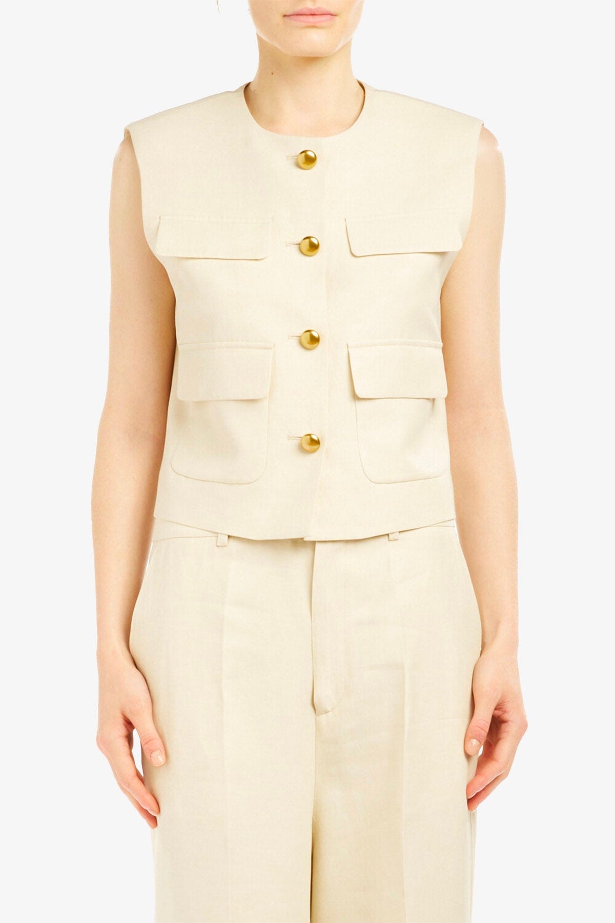 P.A.R.O.S.H. GILET  SABBIA / XXS Gilet in lino sabbia Parosh D410047g