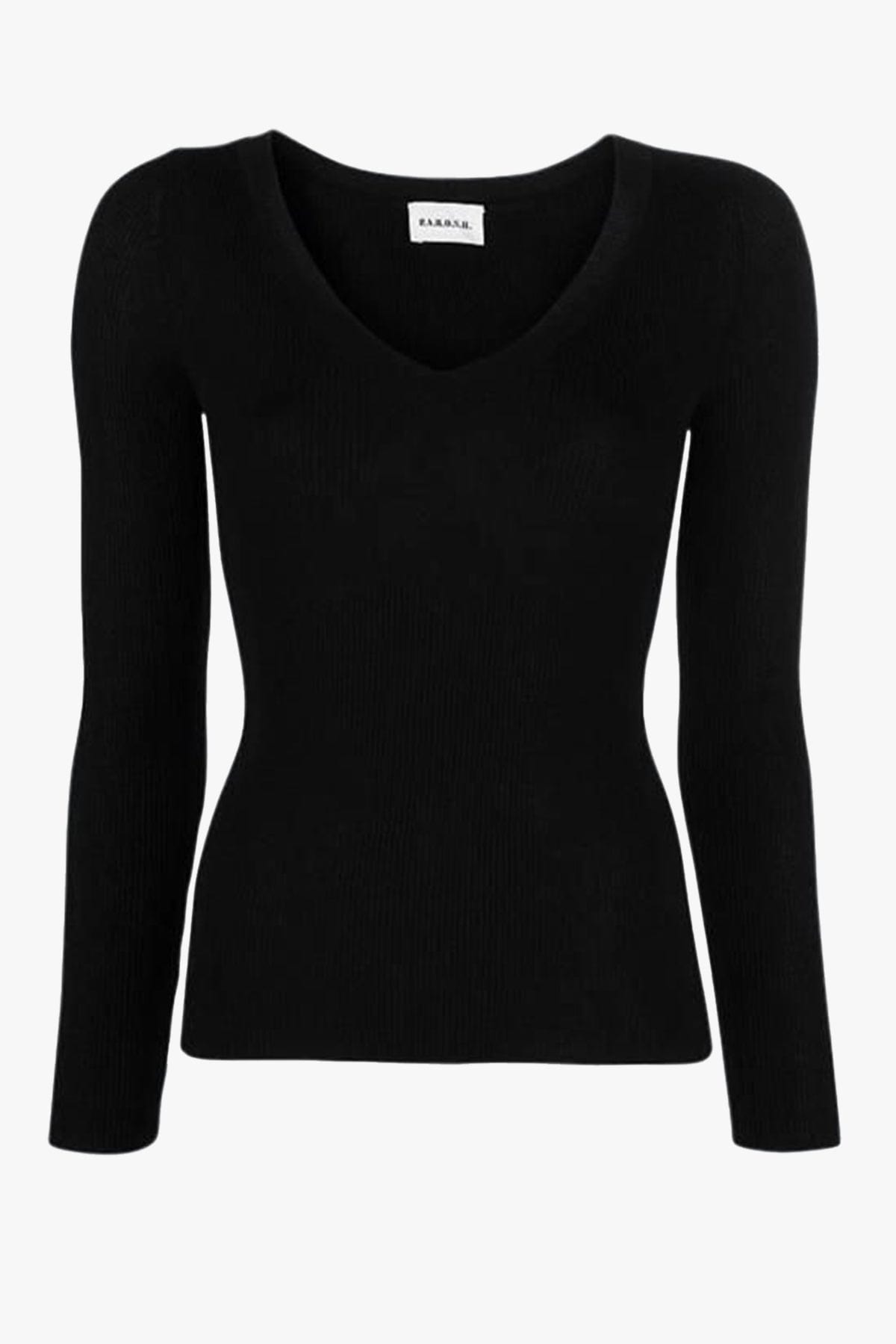 P.A.R.O.S.H. MAGLIA-CANOTTIERA-TOP  NERO / XS Maglia nera donna Parosh slim Lily