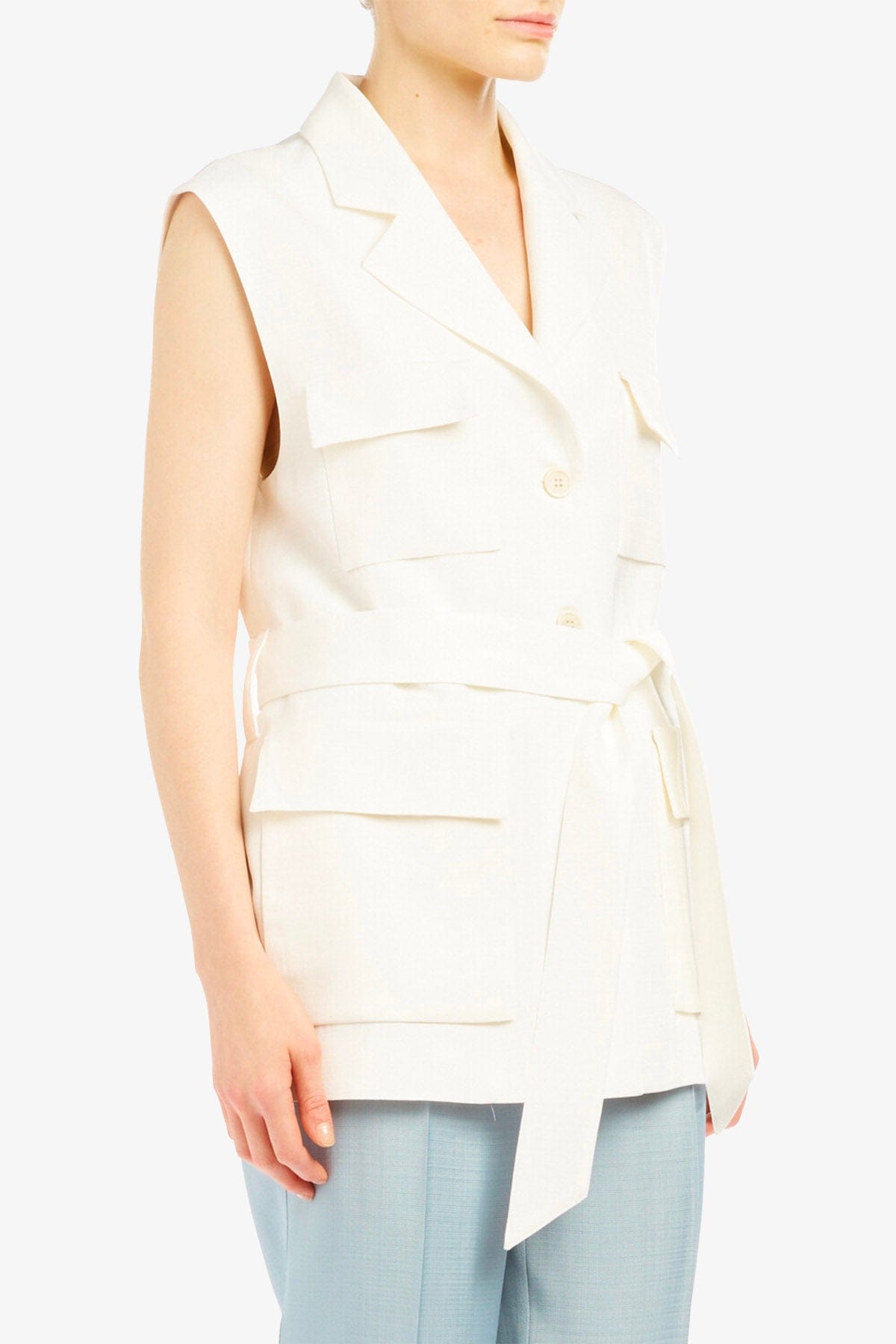 P.A.R.O.S.H. PANTALONE LUNGO  PANNA / XXS Giacca doppiopetto sanza maniche panna Parosh D410055