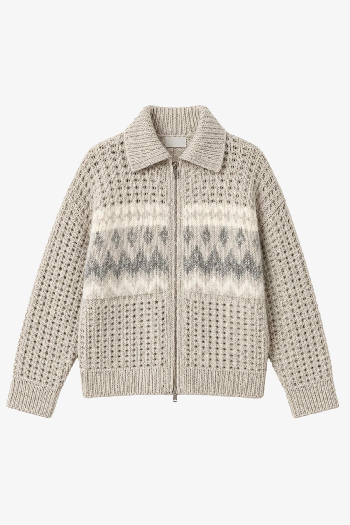 PESERICO BOMBER GRIGIO LUNARE / 36 Maglia tricot in lana e alpaca Peserico A99883F03
