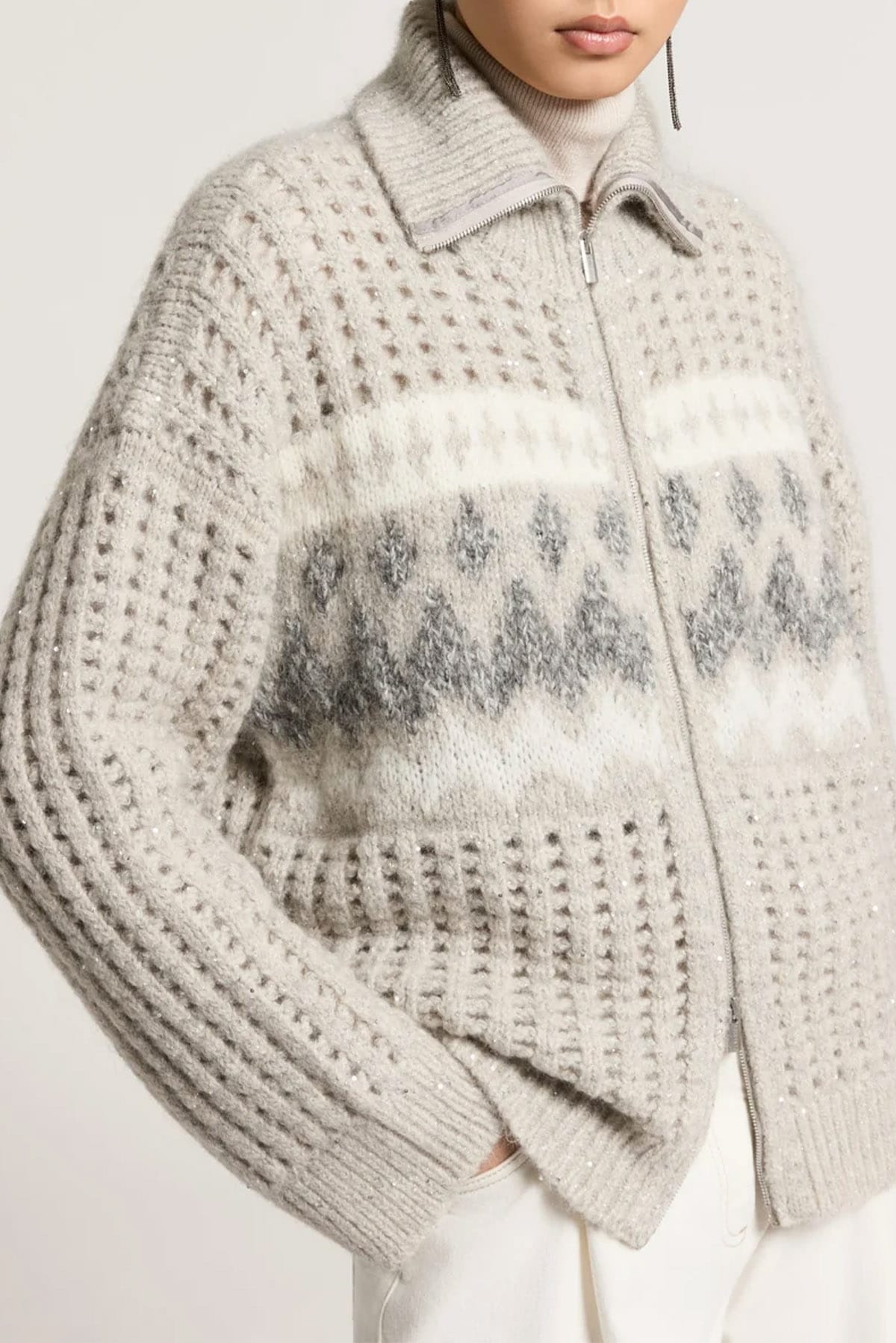 PESERICO BOMBER Maglia tricot in lana e alpaca Peserico A99883F03