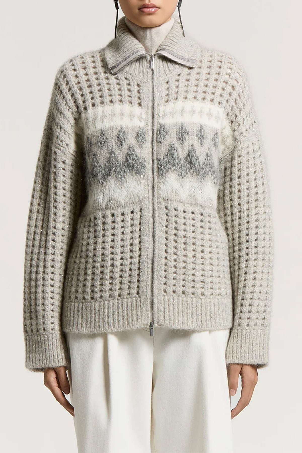 PESERICO BOMBER Maglia tricot in lana e alpaca Peserico A99883F03