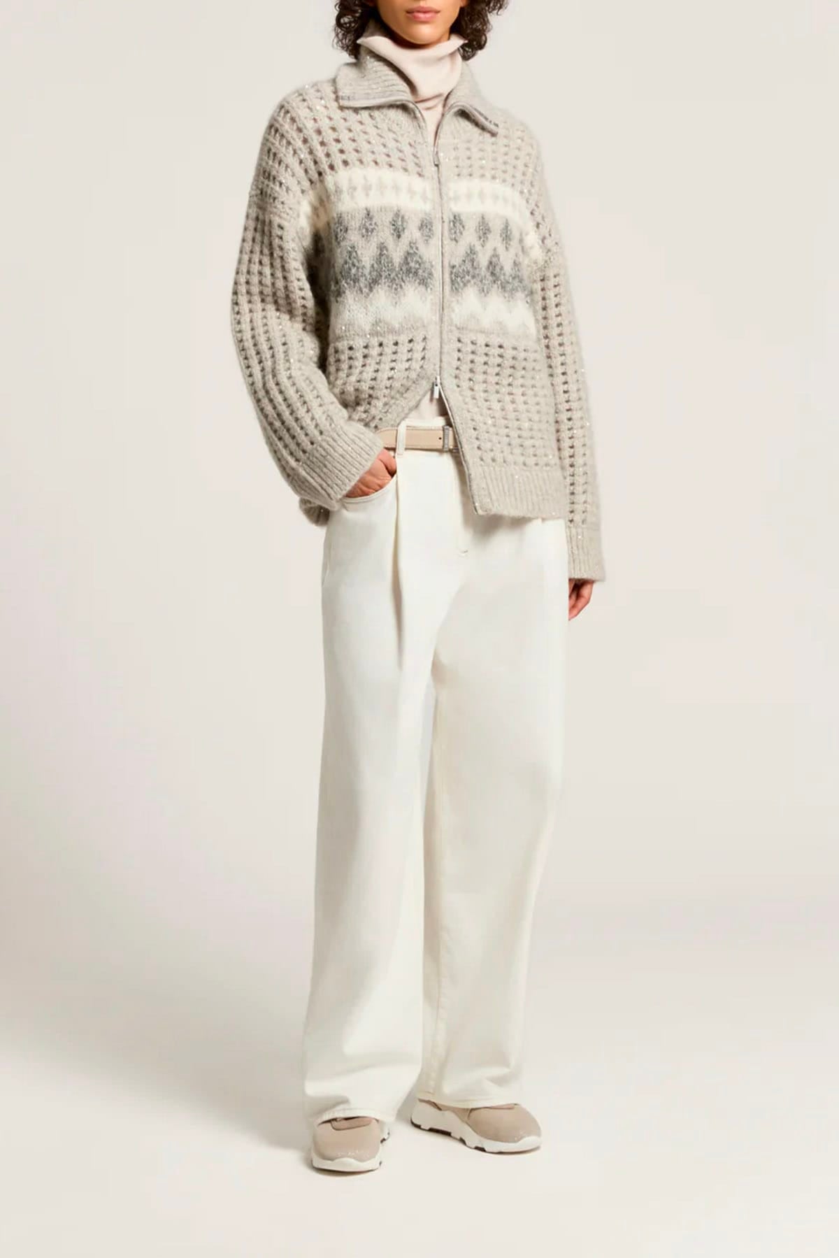 PESERICO BOMBER Maglia tricot in lana e alpaca Peserico A99883F03