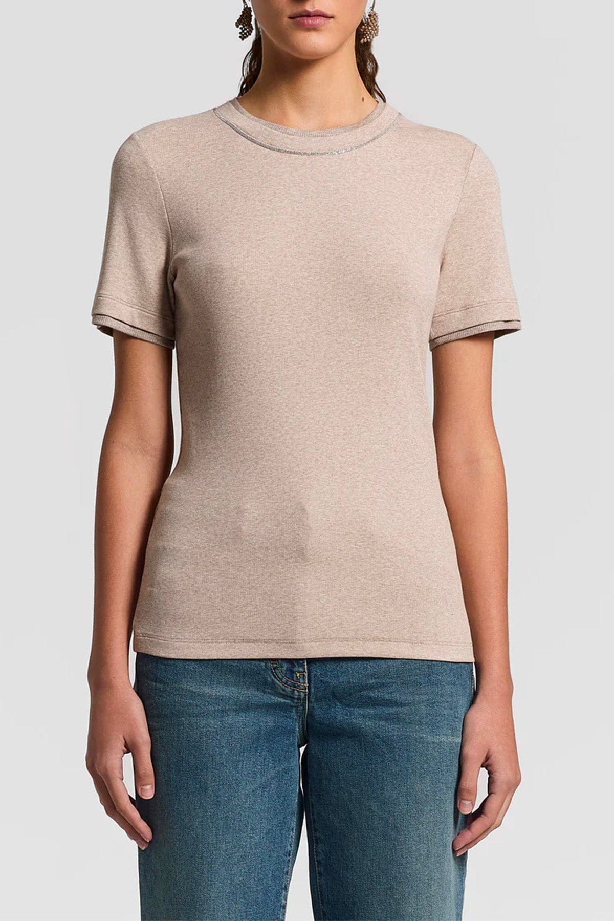 PESERICO CAMICIA  BIANCO NATURALE / 36 Camicia donna micro-costina in jersey stretch con dettagli