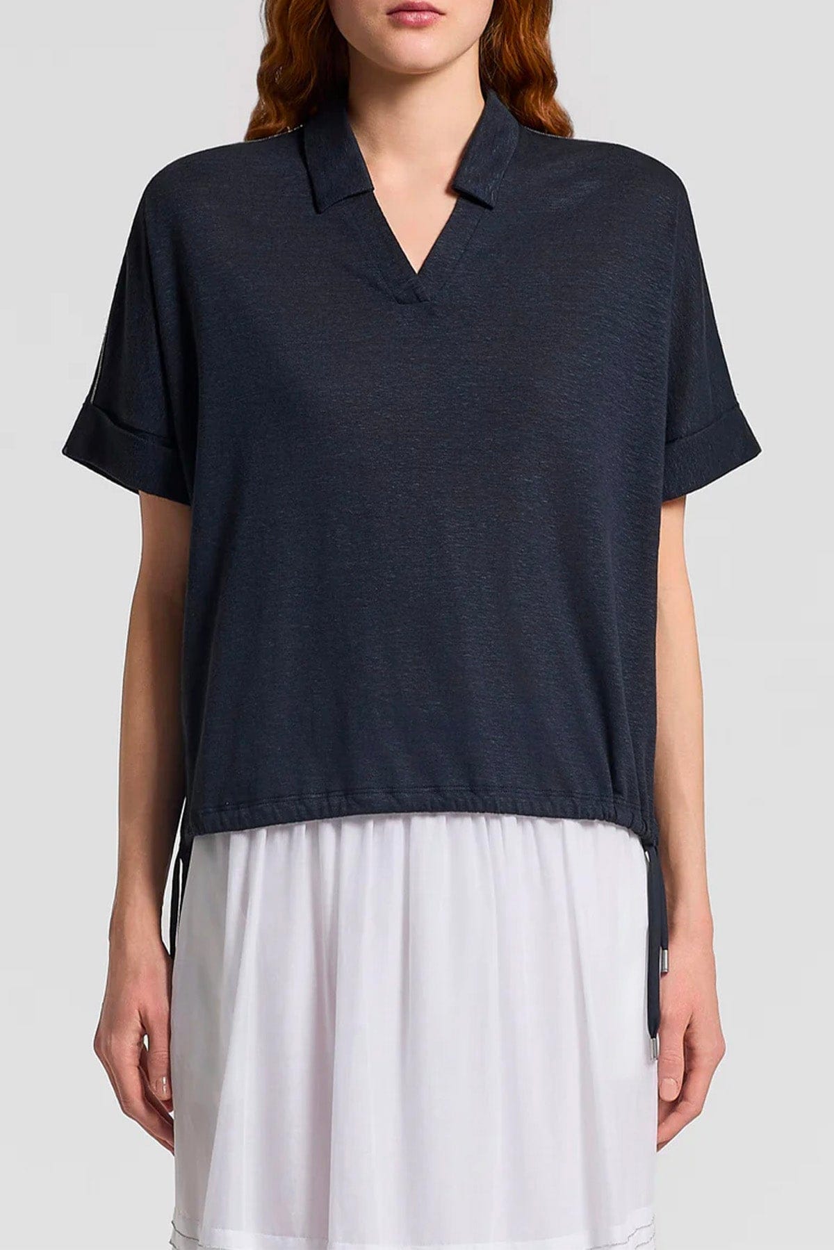 PESERICO CAMICIA  BLU NOTTURNO / 34 Camicia donna Jersey leggero misto lino S06430J0 Peserico