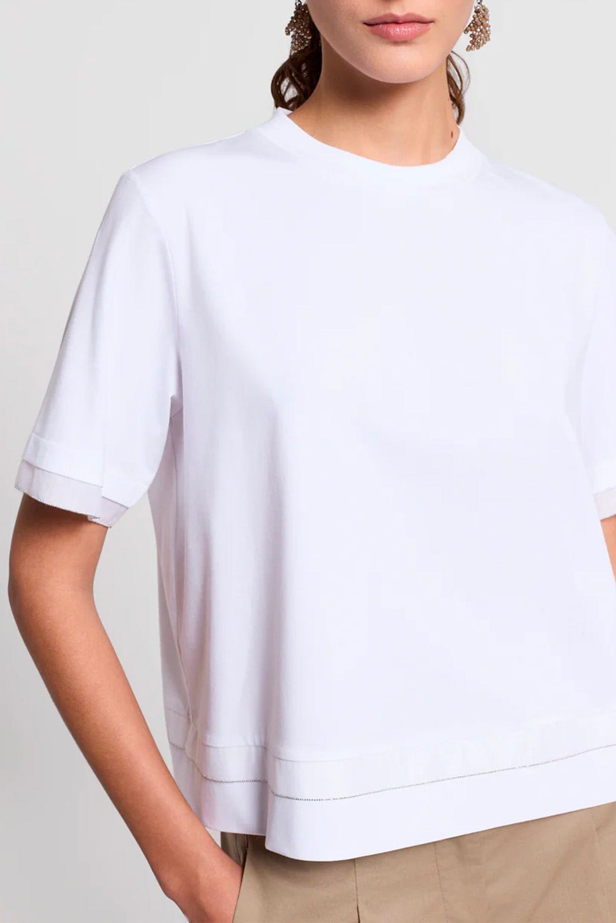 PESERICO CAMICIA  Camicia donna jersey di cotone e organza opaca misto seta A06739J0 Peserico