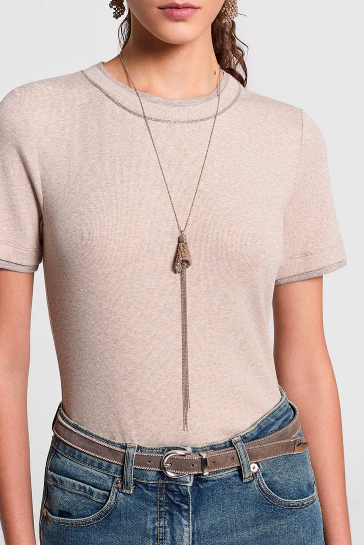 PESERICO CAMICIA  Camicia donna micro-costina in jersey stretch con dettagli