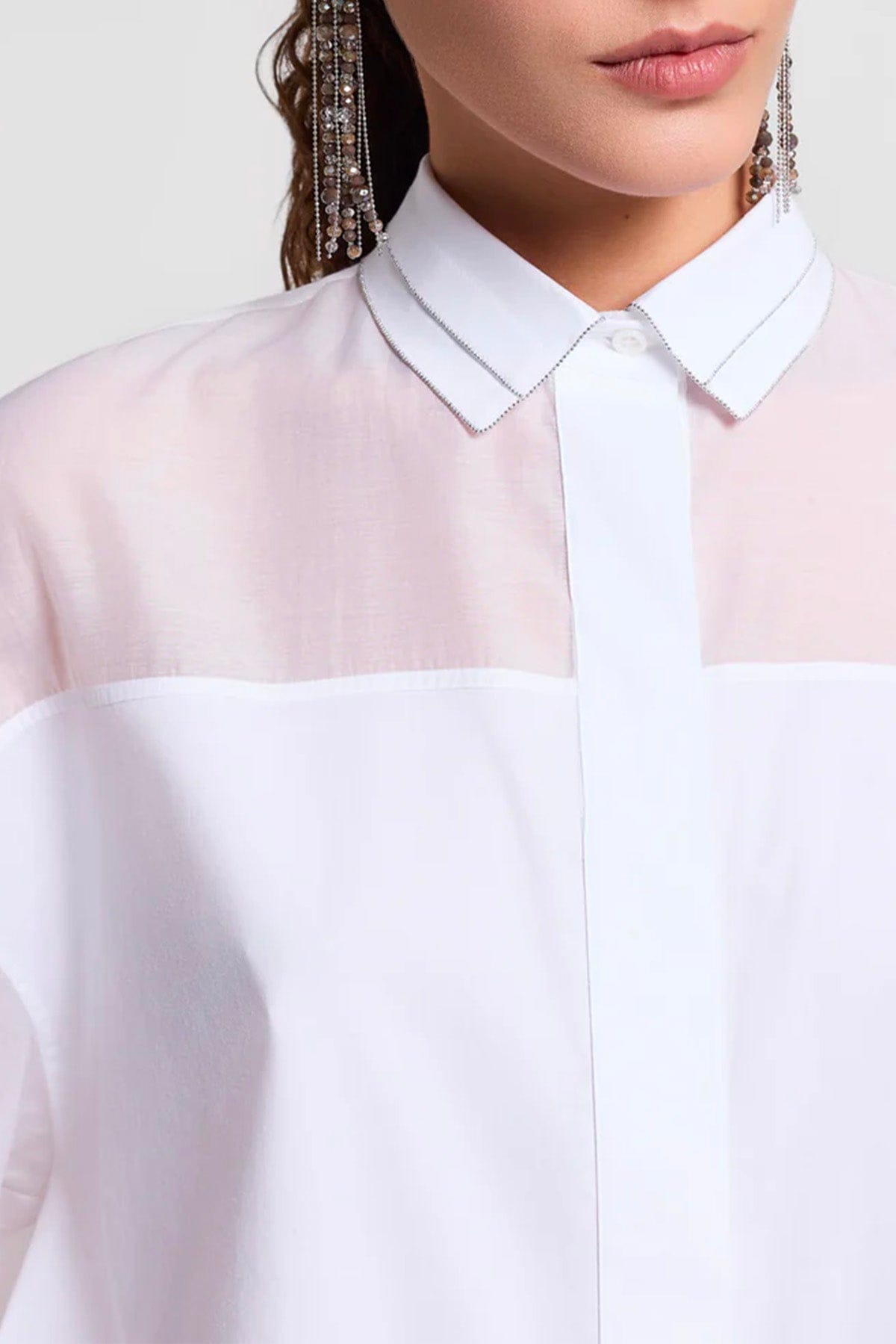 PESERICO CAMICIA  Camicia donna organza di seta, cotone e popeline di cotone stretch A06349 Peserico