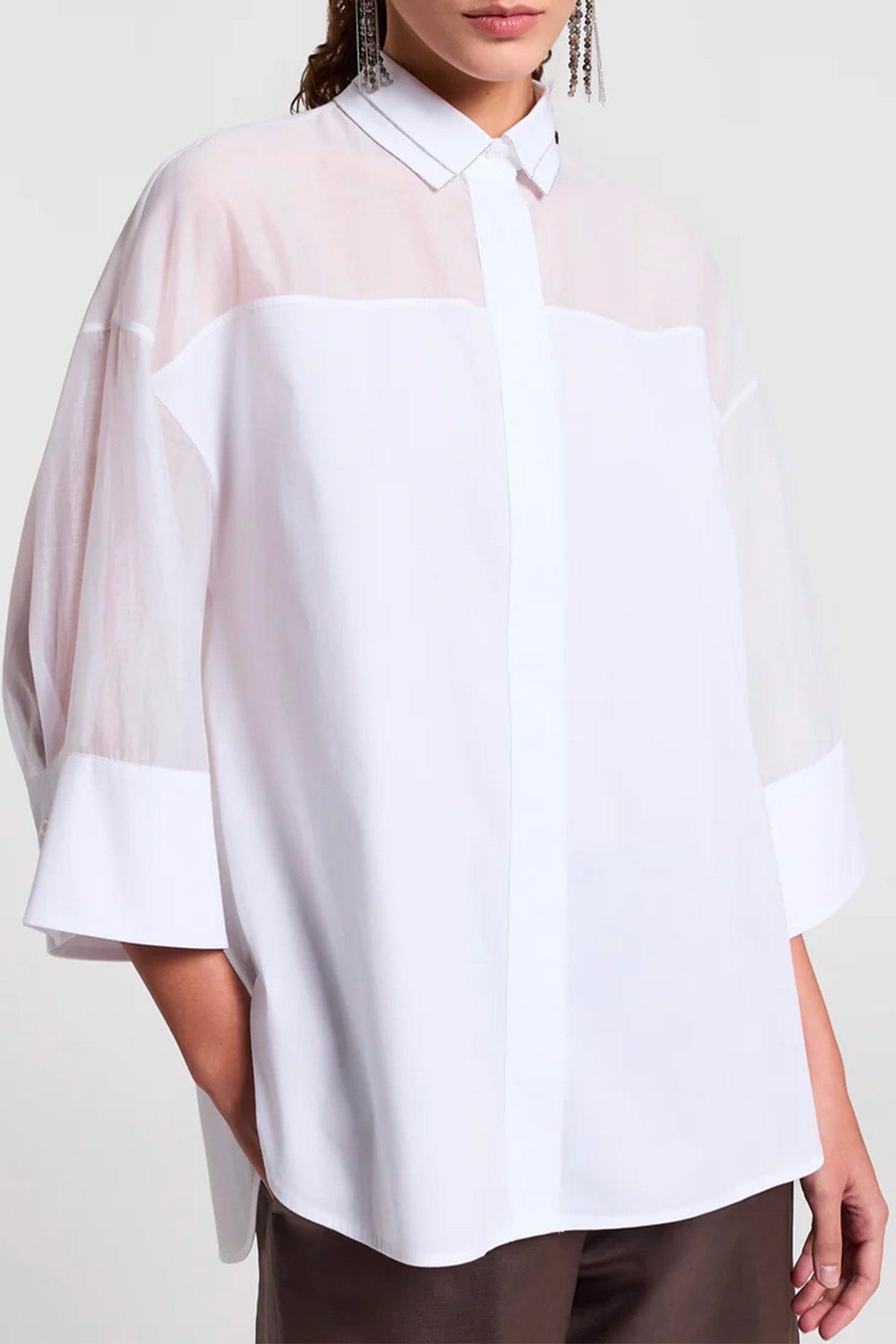 PESERICO CAMICIA  Camicia donna organza di seta, cotone e popeline di cotone stretch A06349 Peserico