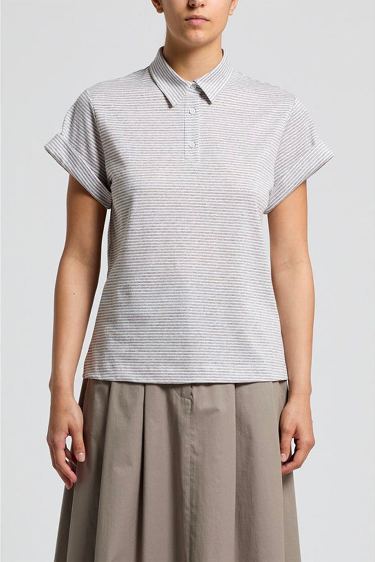 PESERICO CAMICIA  MARRONE ARGILLA / 36 Camicia donna jersey misto lino cotone e lurex A06240J0 Peserico