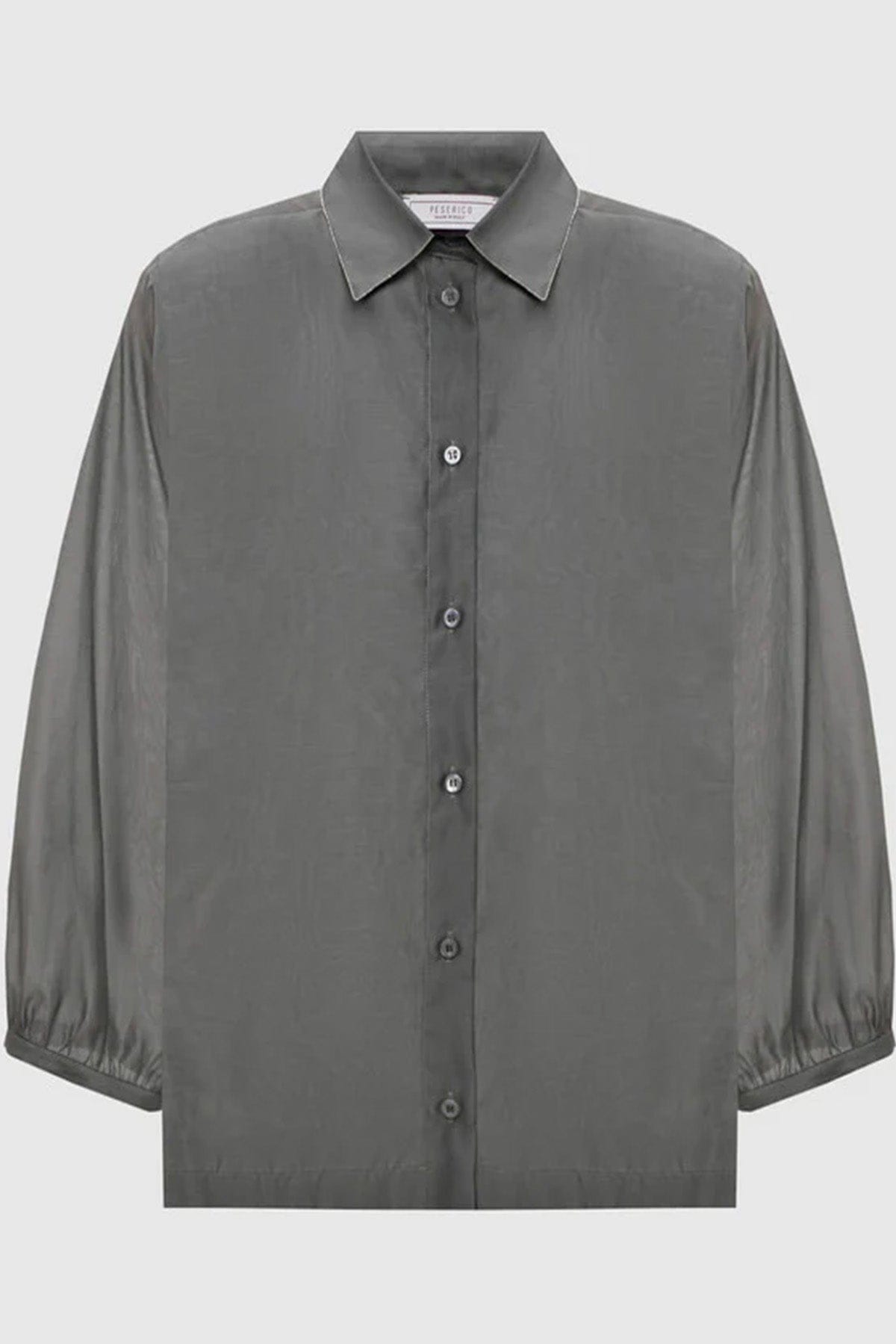 PESERICO CAMICIA  VERDE AUCALIPTO / 36 Camicia donna Organza di cotone e seta opaca S06013 Peserico