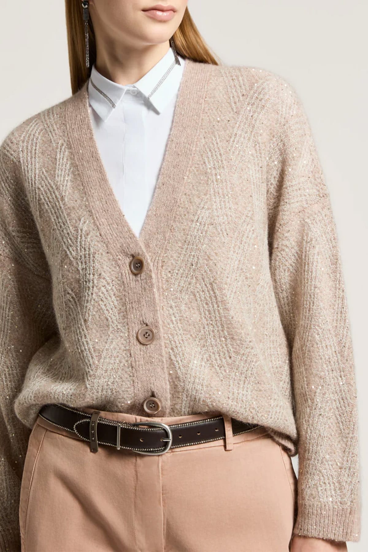 PESERICO CARDIGAN  COLORE G70 / 36 Cardigan tricot in lana e alpaca con filato bucle Peserico A99250F05