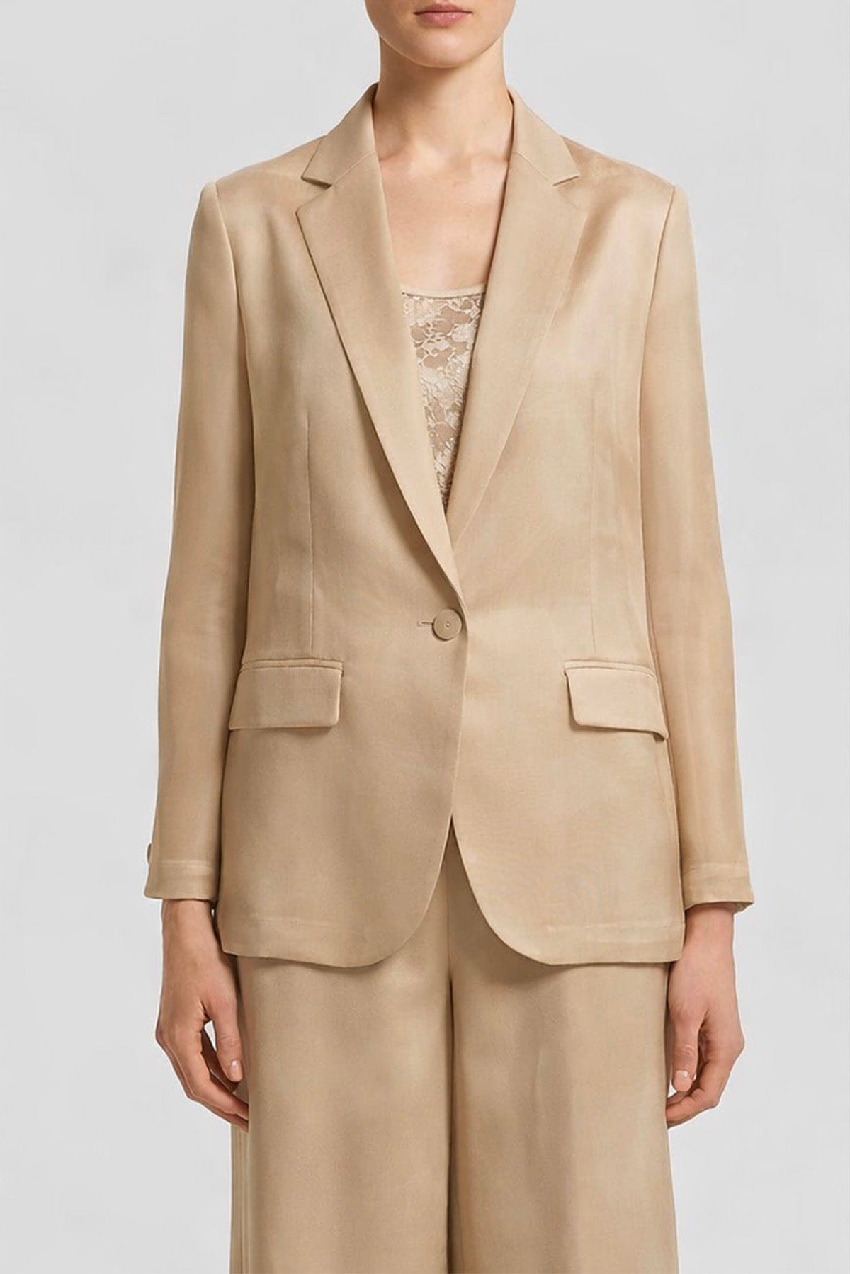 PESERICO GIACCA  VERDE ARDESIA / 36 Blazer donna Gazar di seta E01221 Peserico