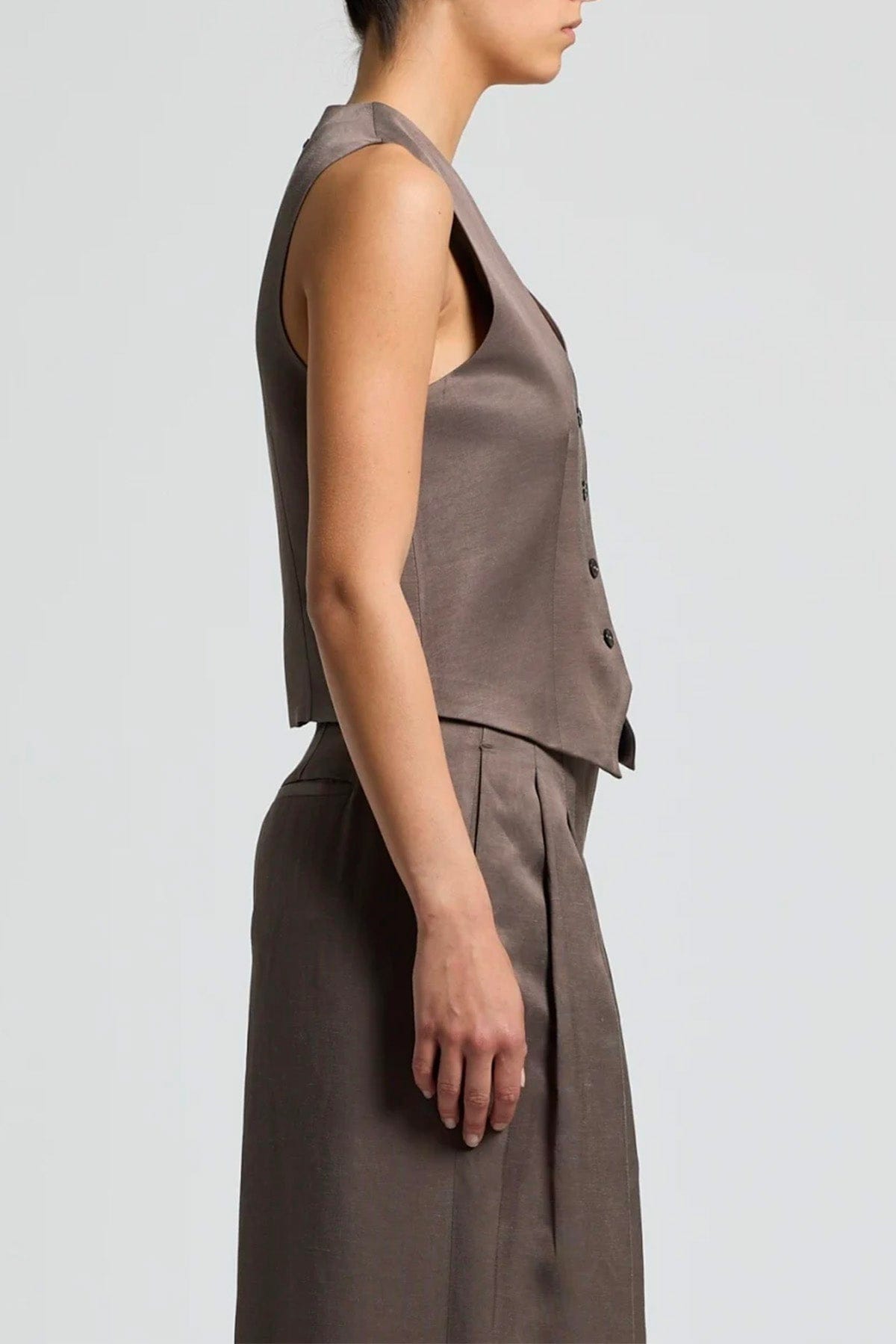 PESERICO GILET  Gilet donna Twill fluido in viscosa lino A03031 Peserico