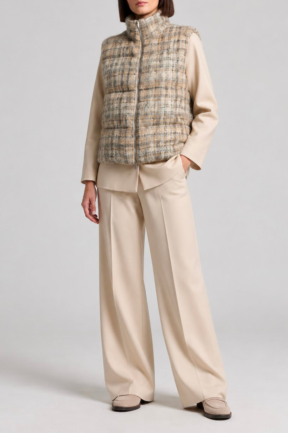PESERICO GILET  Gilet imbottito donna Peserico beige cardato A03476