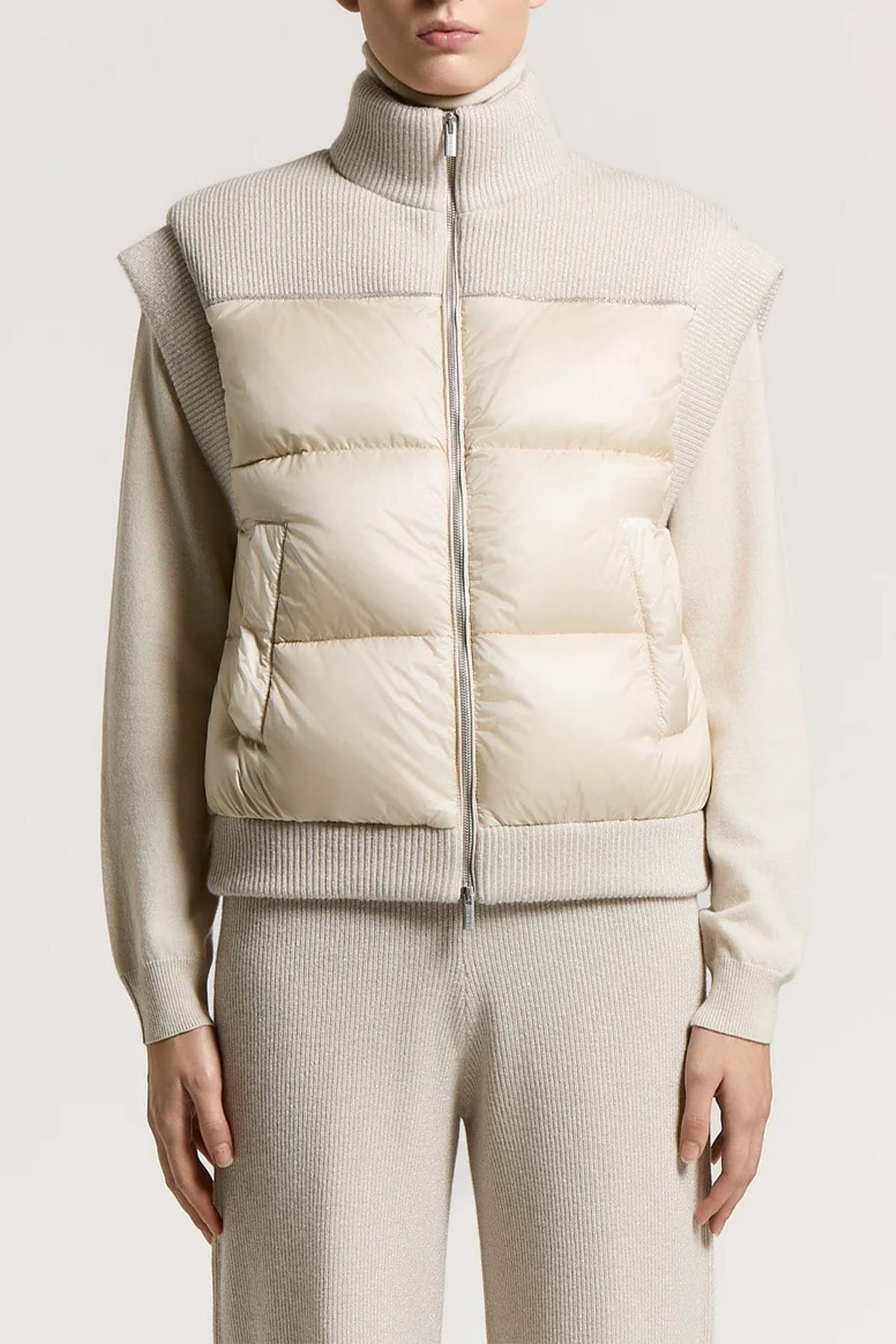 PESERICO GILET IN MAGLIA  Gilet imbottito donna beige Peserico A03473F07