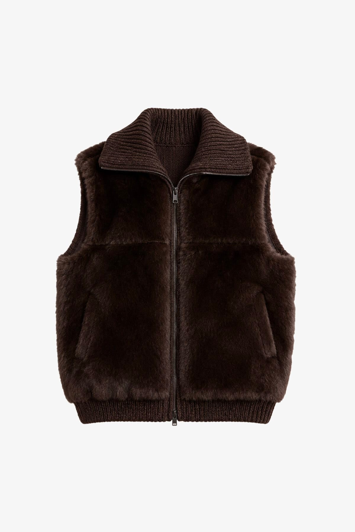 PESERICO GILET  MARRONE SCURO / 36 Gilet tricot in lana e seta marrone Peserico S89312F03B