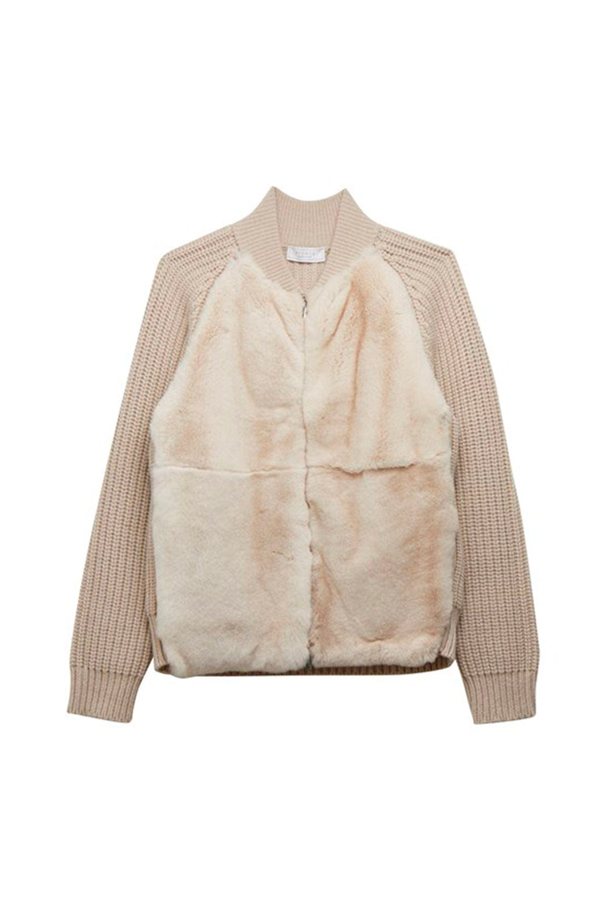 PESERICO MAGLIA-CANOTTIERA-TOP  BIANCO LANA / 36 Giacchino da donna in pelo e lana bianco opale Peserico