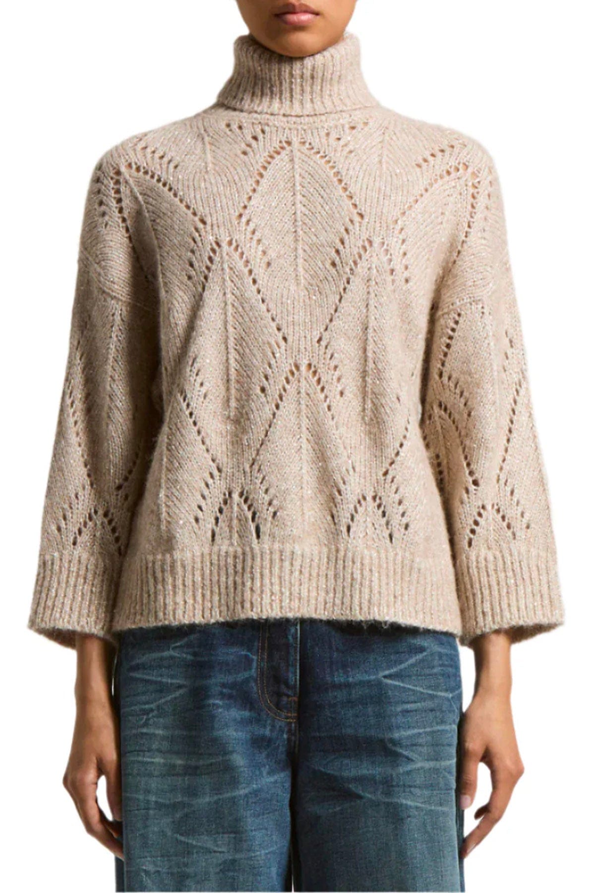 PESERICO MAGLIA-CANOTTIERA-TOP  BIANCO NATURALE / 36 Maglia donna in lana alpaca e cotone Peserico