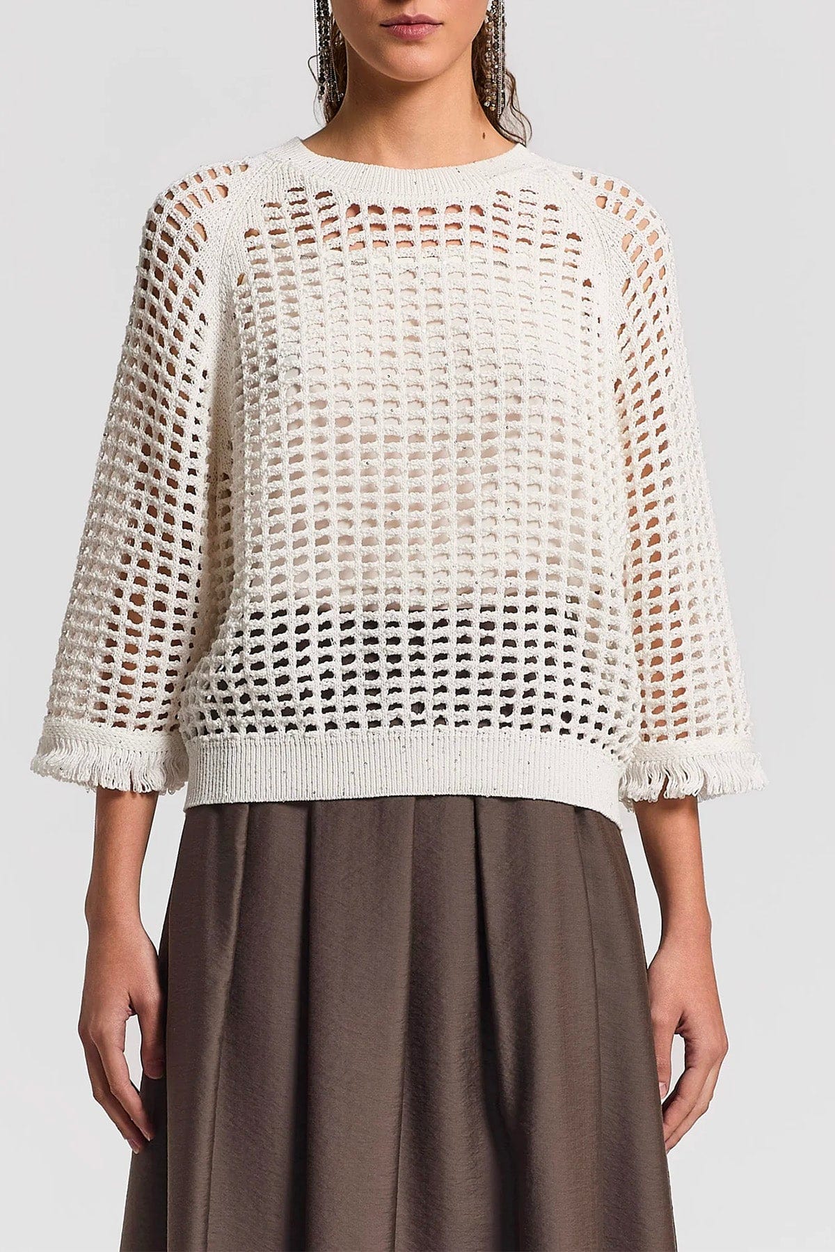 PESERICO MAGLIA-CANOTTIERA-TOP  BIANCO SOLARE / 36 Maglia donna tricot cordonetto di pure cotone A99047F07 Peserico