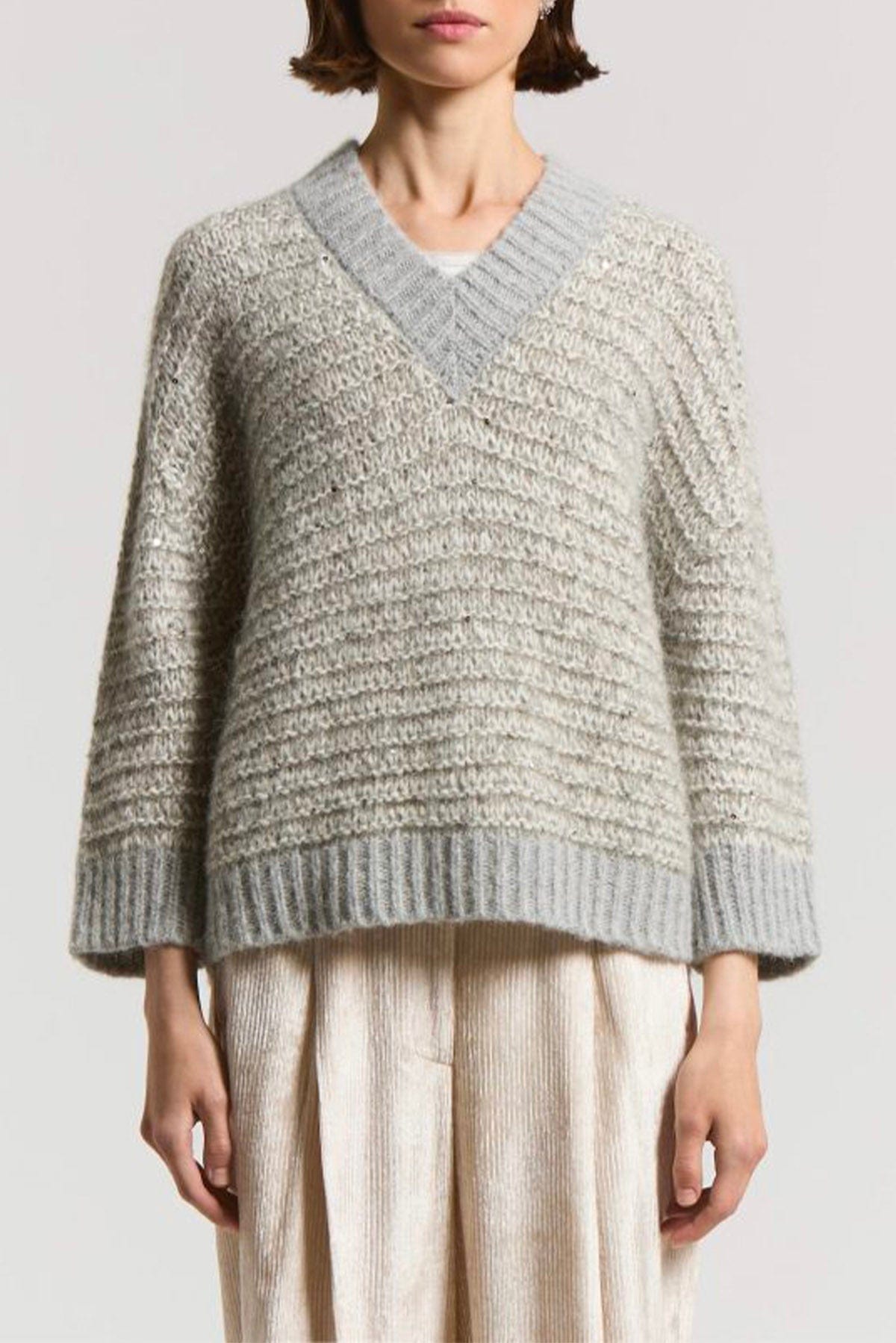 PESERICO MAGLIA-CANOTTIERA-TOP  GRIGIO PIETRA / 36 Maglia donna in tricot grigio pietra Peserico