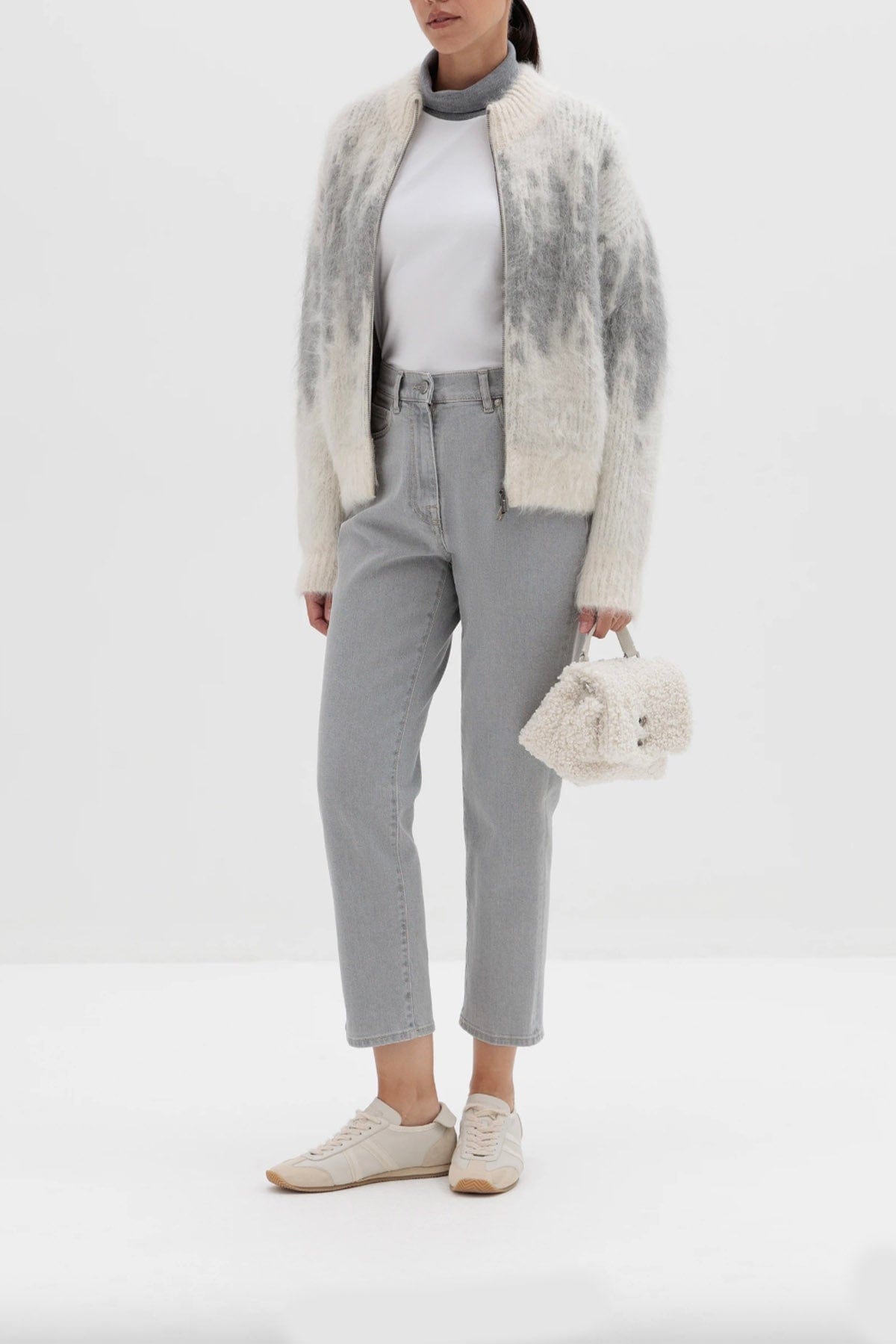 PESERICO MAGLIA-CANOTTIERA-TOP  BIANCO NATURALE / 36 Maglia donna in tricot in lana merinos e alpaca