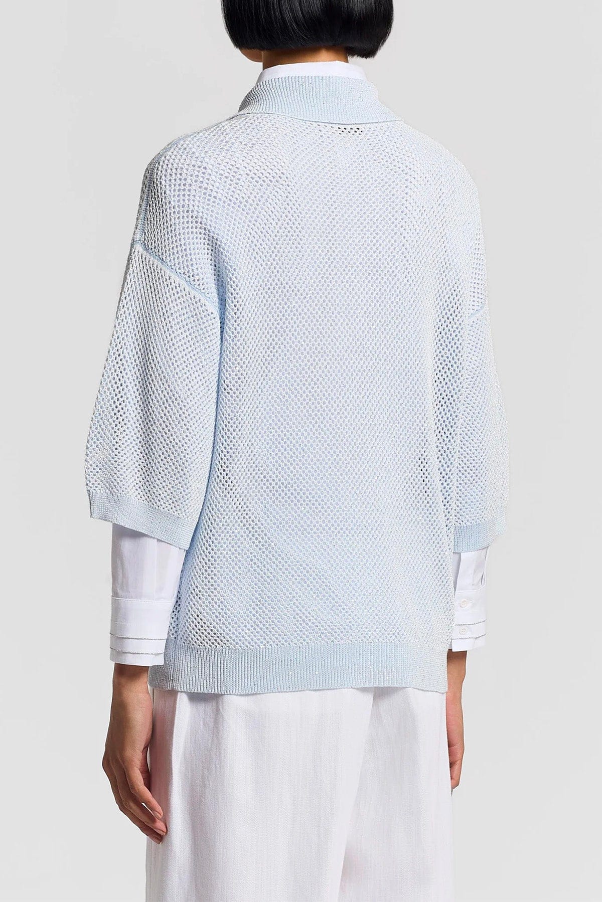 PESERICO MAGLIA-CANOTTIERA-TOP  Maglia donna tricot filato compatto cotone egiziano e pailettes A99031F12 Peserico