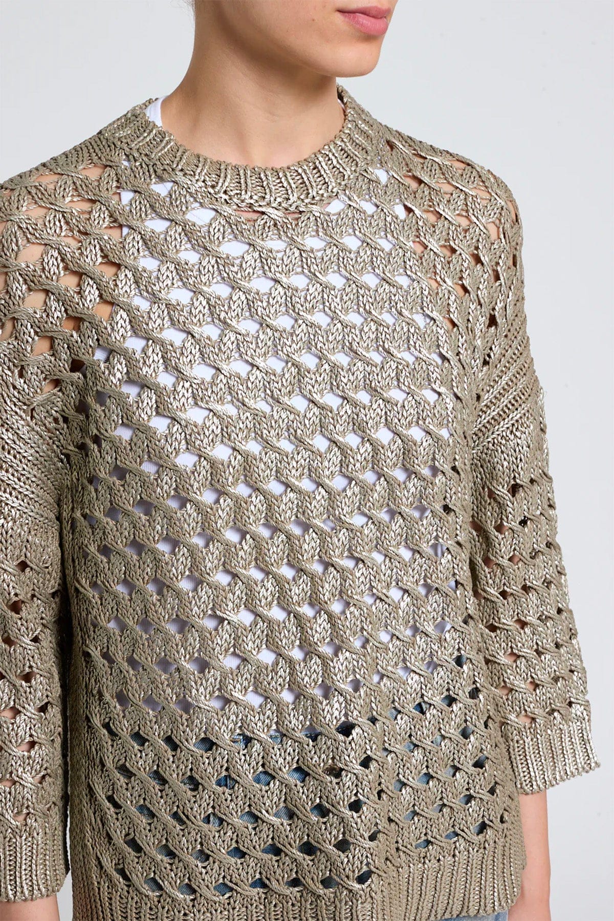 PESERICO MAGLIA-CANOTTIERA-TOP  Maglia donna tricot filato di puro cotone mercerizzato