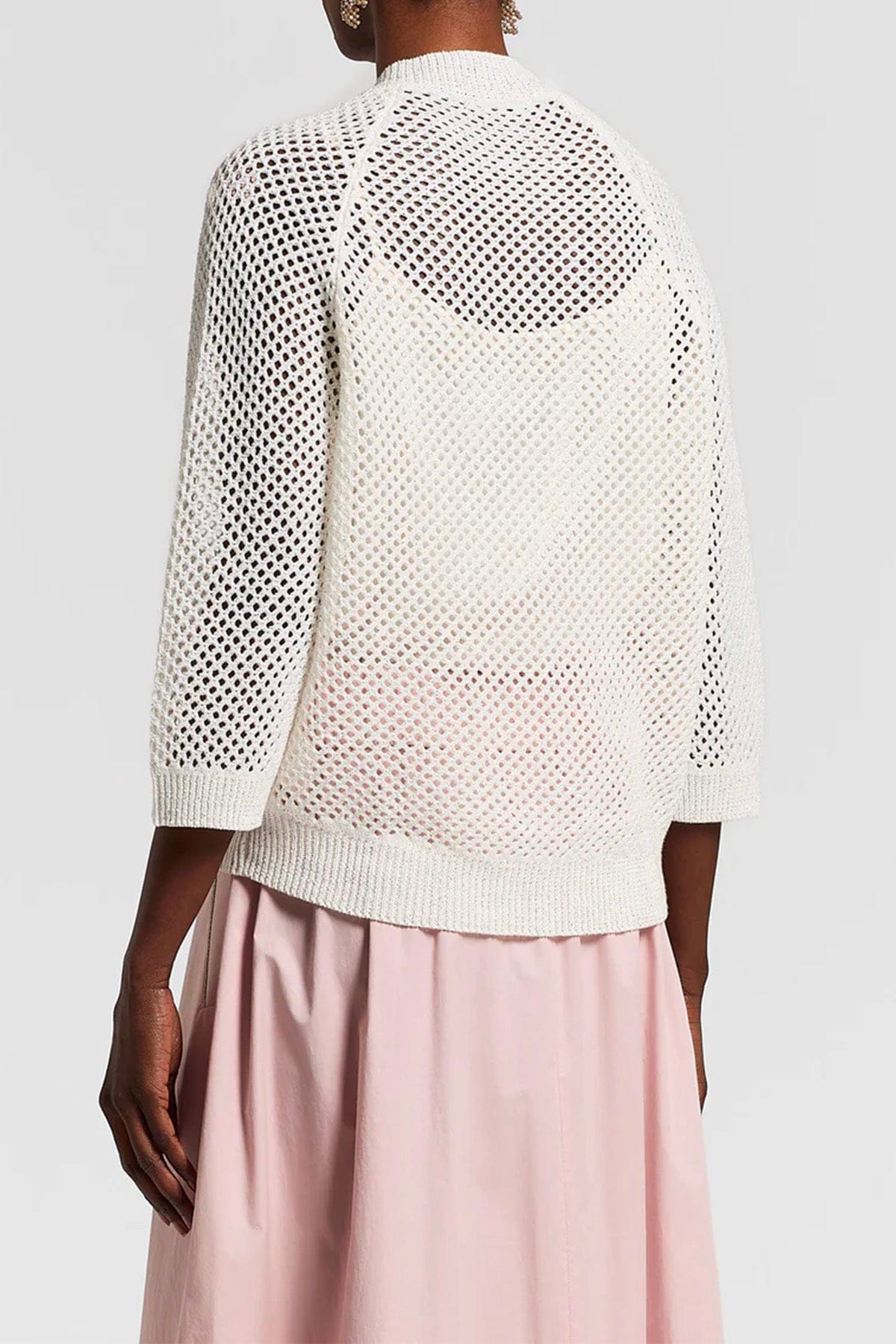 PESERICO MAGLIA-CANOTTIERA-TOP  Maglia donna tricot filato melange di lino e cotone paillettes A99028F07