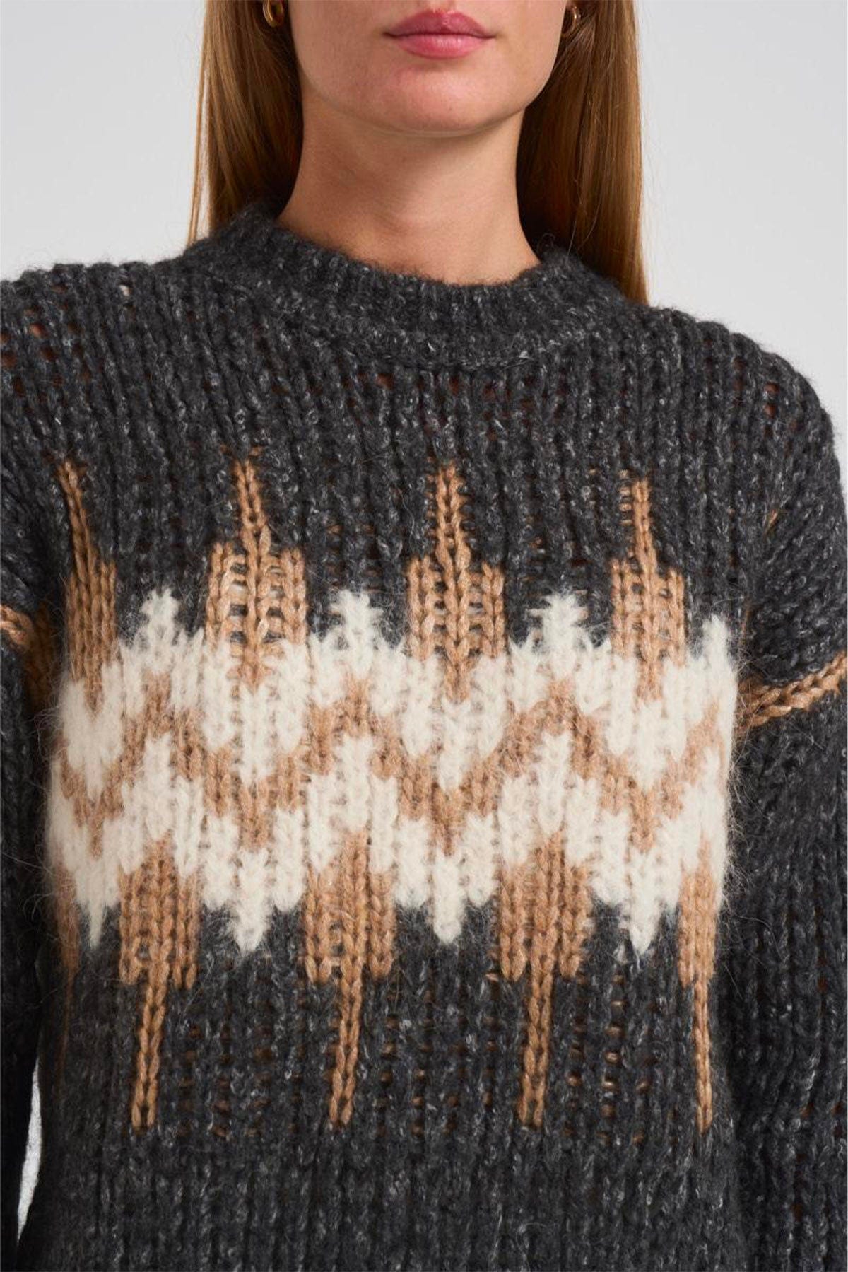 PESERICO MAGLIA-CANOTTIERA-TOP  Maglia in alpaca e mohair grigio antracite Peserico