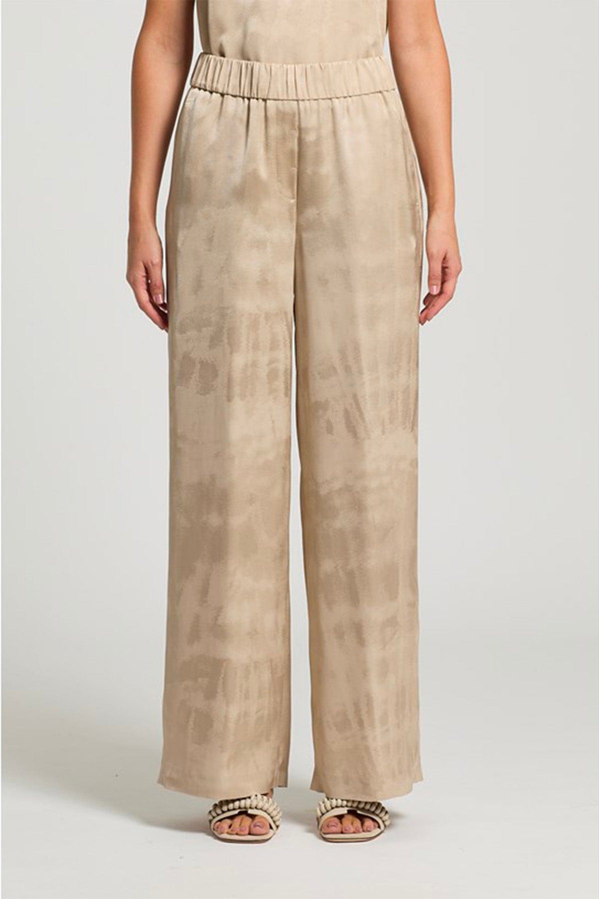 PESERICO PANTALONE LUNGO  BEIGE SABBIA DI QUARZO / 36 Pantalone donna Fluida viscosa jacquard  E04124 Peserico