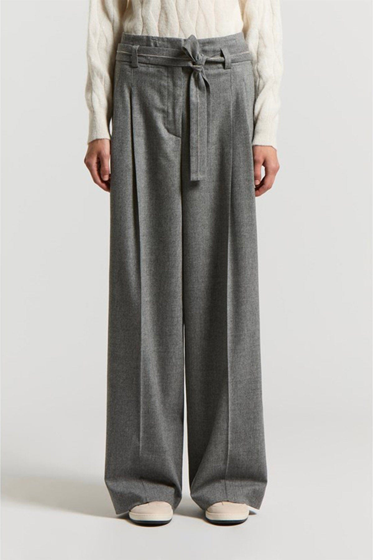 PESERICO PANTALONE LUNGO  GRIGIO PIETRA / 36 Pantaloni donna in flanella di lana e cashmere Peserico